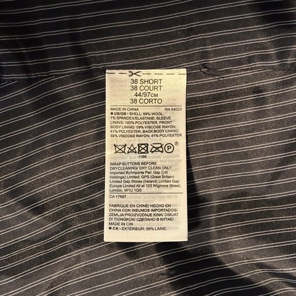 Banana Republic Tailored Slim Charcoal Italian Wool Suit (38S Jacket 32x30 Pant) - Picture 7 of 13